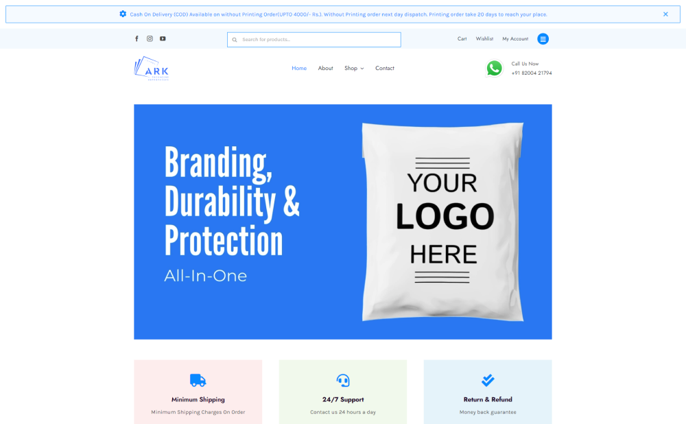 Ark Packaging Enterprises – E-Commerce Website